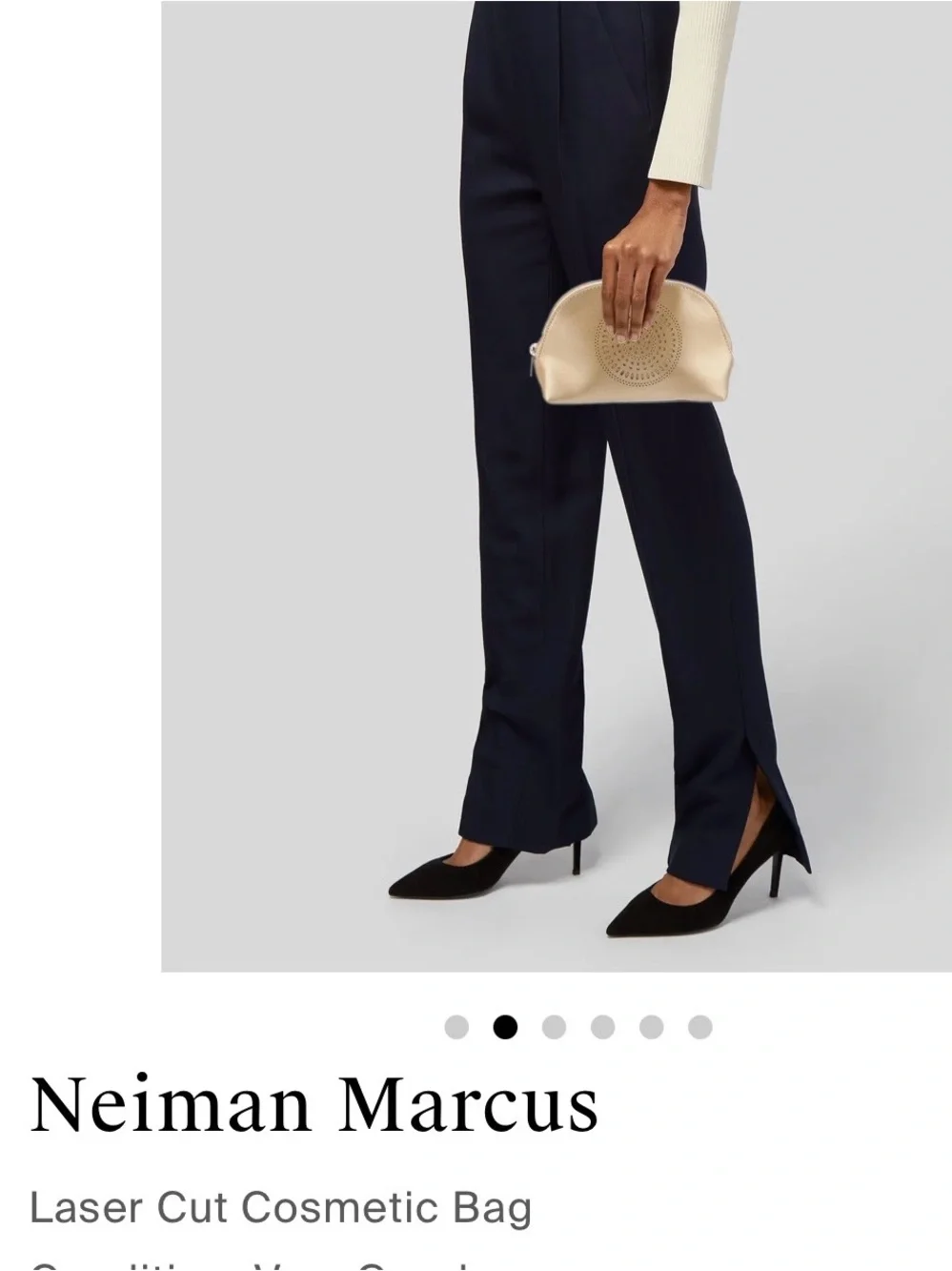 Neiman Marcus Metallic Gold Laser-Cut Cosmetic Pouch